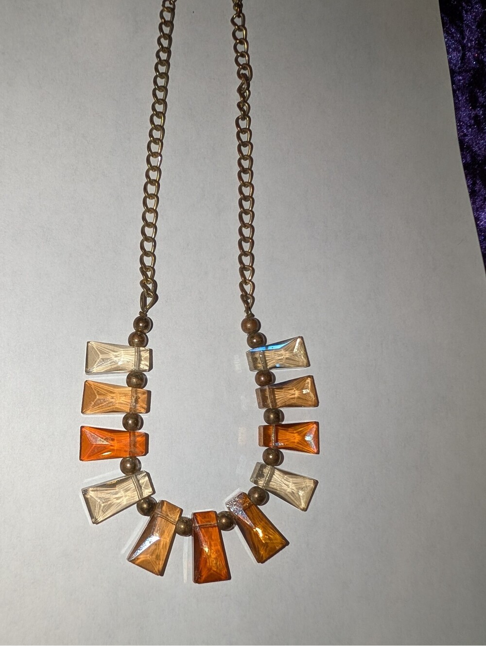 Vintage Multi-Color glass and brass Beaded Statement Necklace